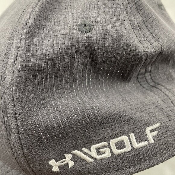 Under Armour UA Golf Hat Gray Lightweight Stretch Fitted M/L Golf White Logo - Picture 11 of 11